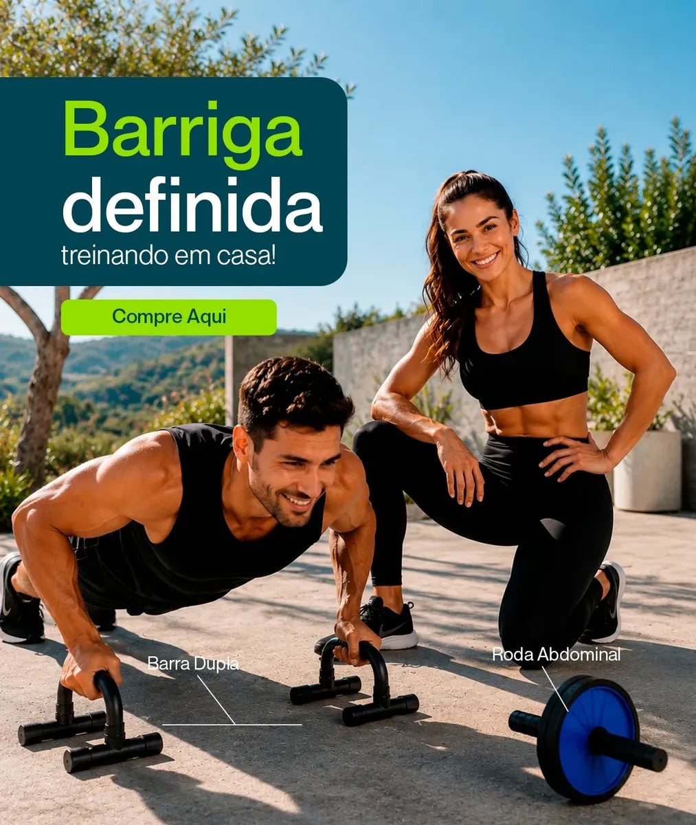 Kit Ginastica Rodinha Abdominal + Suporte Barra De Flexão