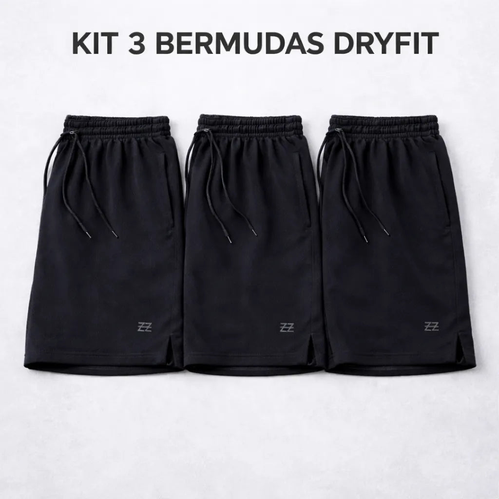 Kit 3 Bermudas Masculinas Dry Fit Academia Shorts Futebol