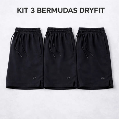 Kit 3 Bermudas Masculinas Dry Fit Academia Shorts Futebol
