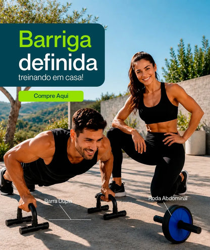 Kit Ginastica Rodinha Abdominal + Suporte Barra De Flexão