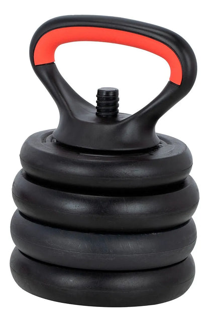 Kit Halteres 6 Em 1 Peso Musculação Até 40kg Ajustável Halter, Kettlebell, Anilha Cor Preto-Vermelho