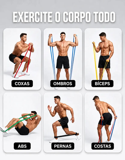 Kit 20 Itens Esportivos Para Treino Em Casa Academia Fitness Funcional Com Elásticos Extensor Puxadores Massageador Faixas Elásticas Mini Band P/ Exercícios Ginástica Fisioterapia Topsand Activewear