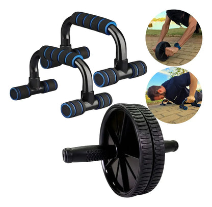Kit Ginastica Rodinha Abdominal + Suporte Barra De Flexão